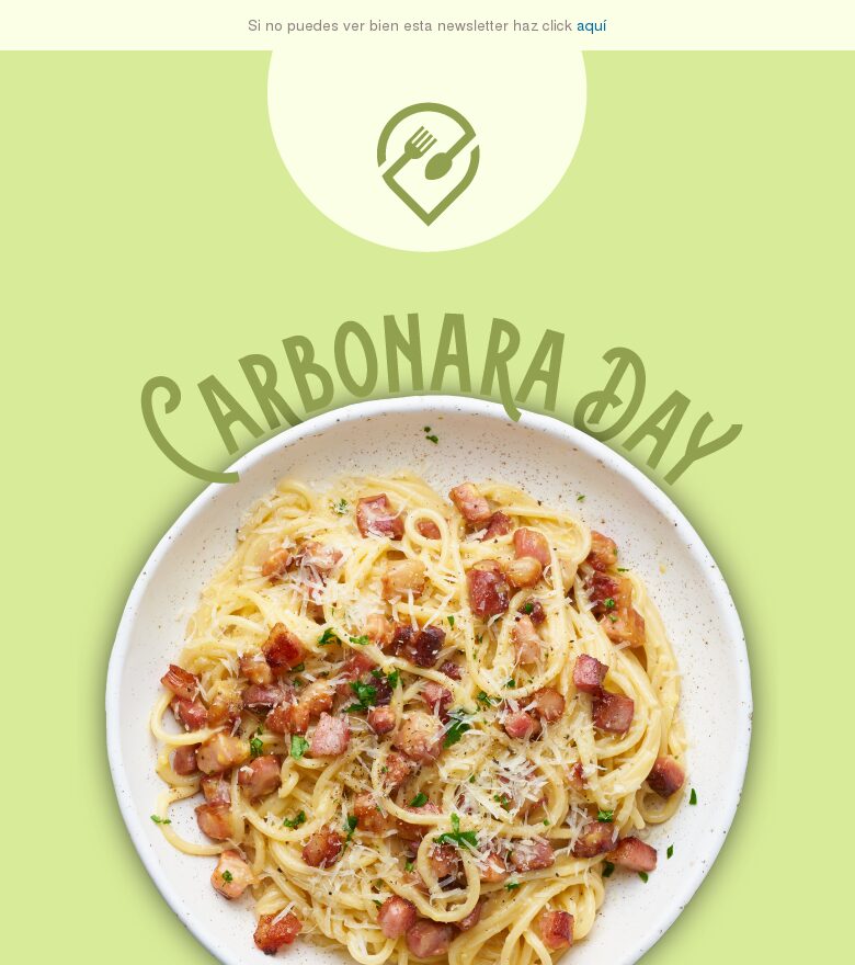 Template email marketing Celebra el día de la carbonara
