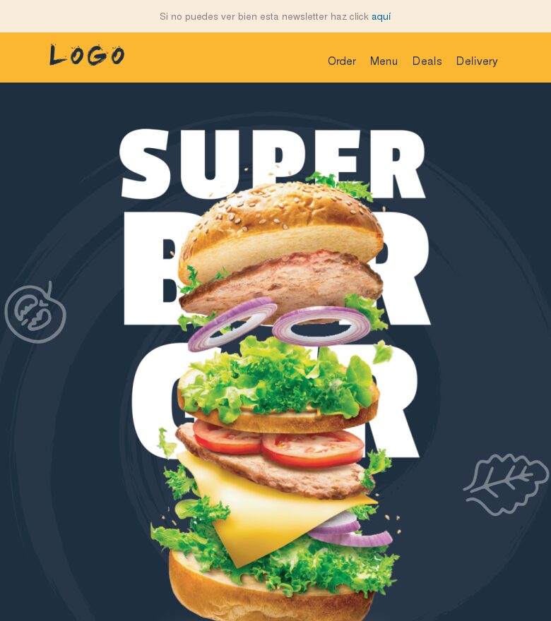 Plantilla email marketing Un mes lleno de hamburguesas jugosas