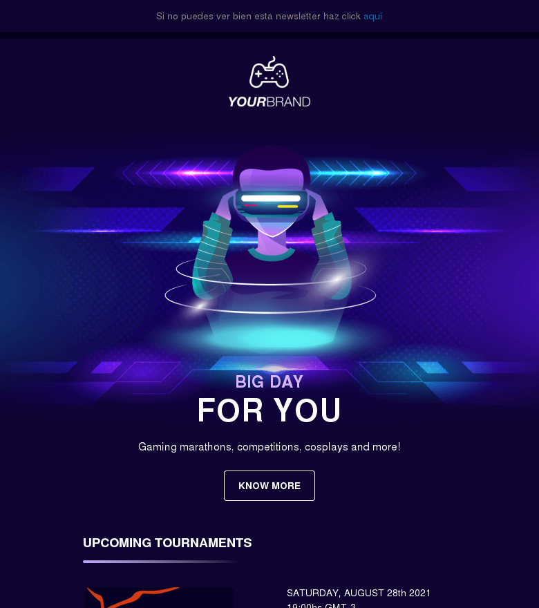 Plantilla email marketing Big video game day