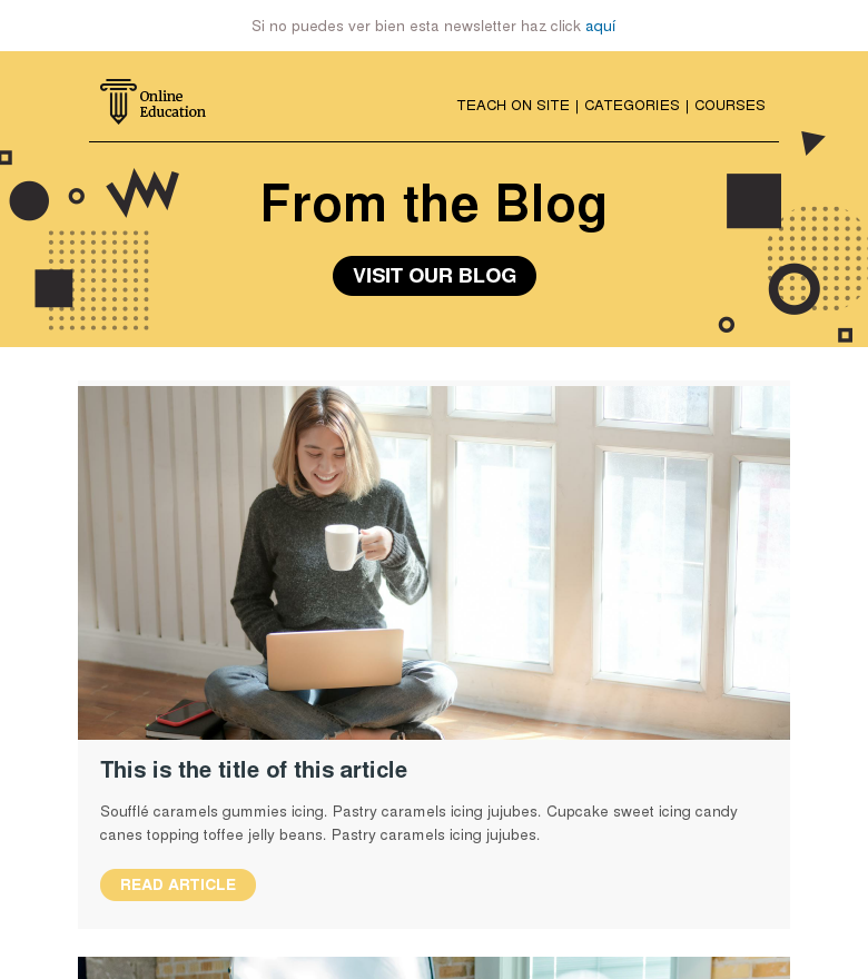 Plantilla email marketing E learning blog