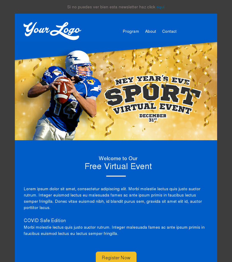 Plantilla email marketing New year sport event