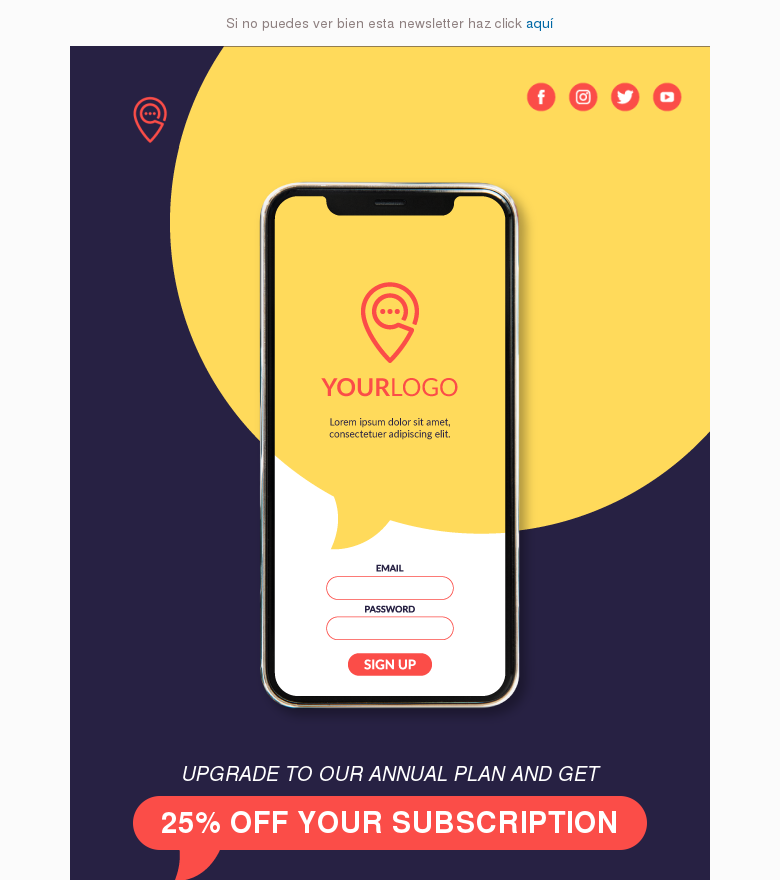Plantilla email marketing Annual app subscription offer