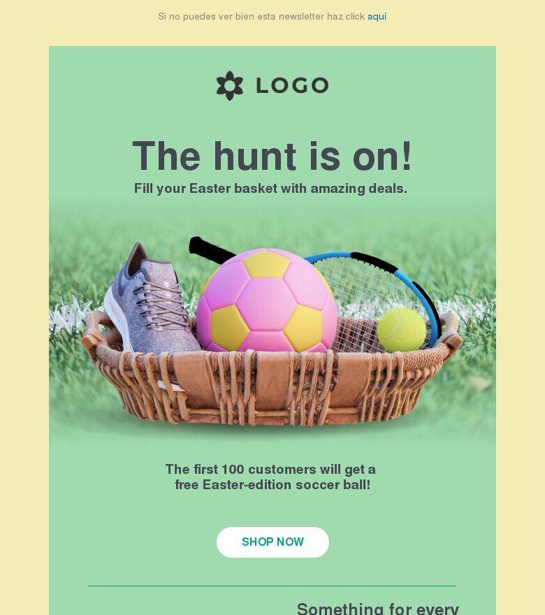 Template email marketing Deportes de la búsqueda de huevos de Pascua