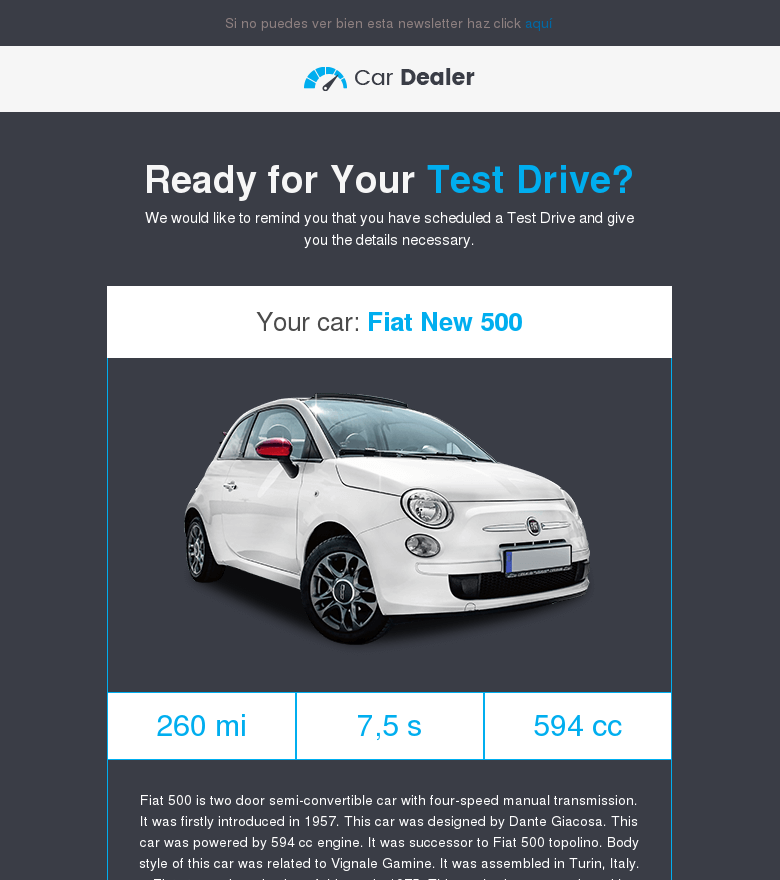 Plantilla email marketing Car dealer