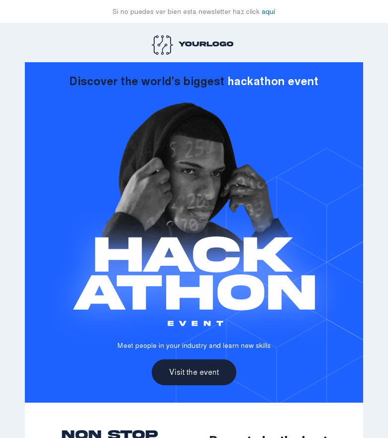 Email marketing template Hackathon event