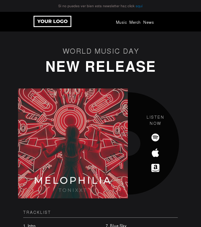 Plantilla email marketing World music day