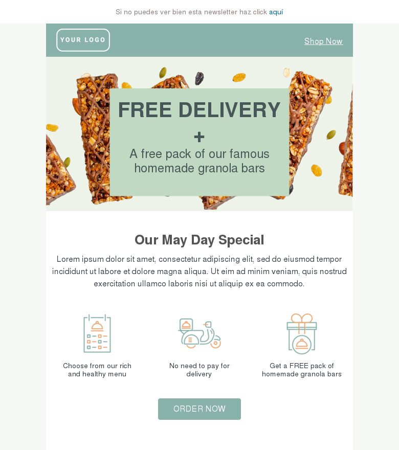 Template email marketing Una oferta muy especial del Primero de Mayo