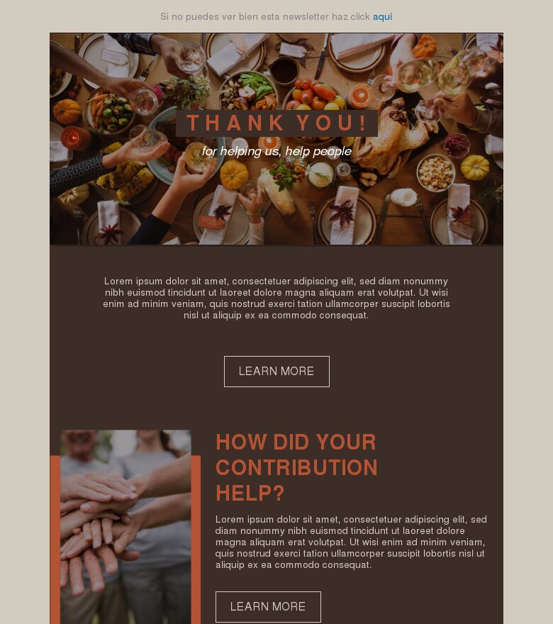 Template email marketing Gracias por ayudarnos a ayudar