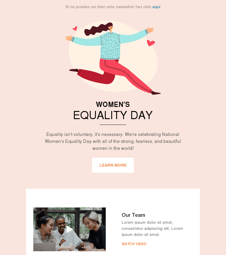 Plantilla email marketing Its womans equality day