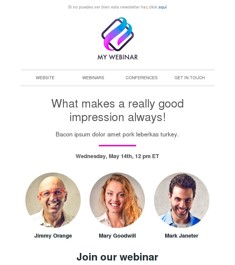 Template email marketing Mi webinar