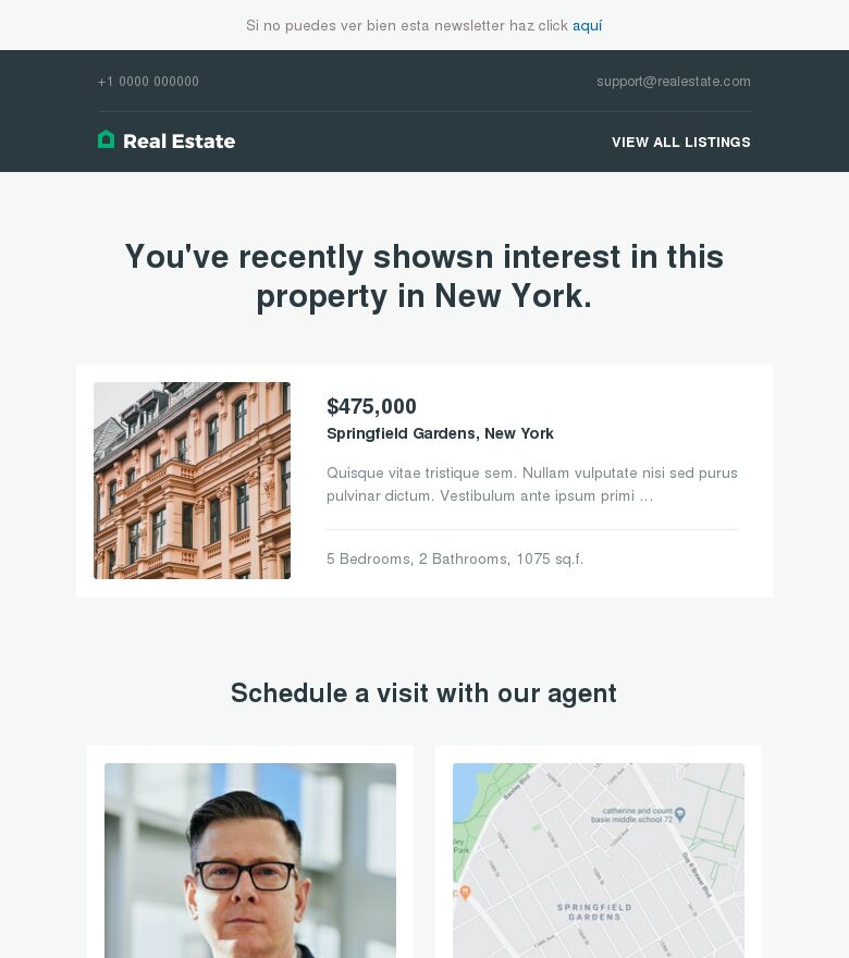 Template email marketing Programa una visita