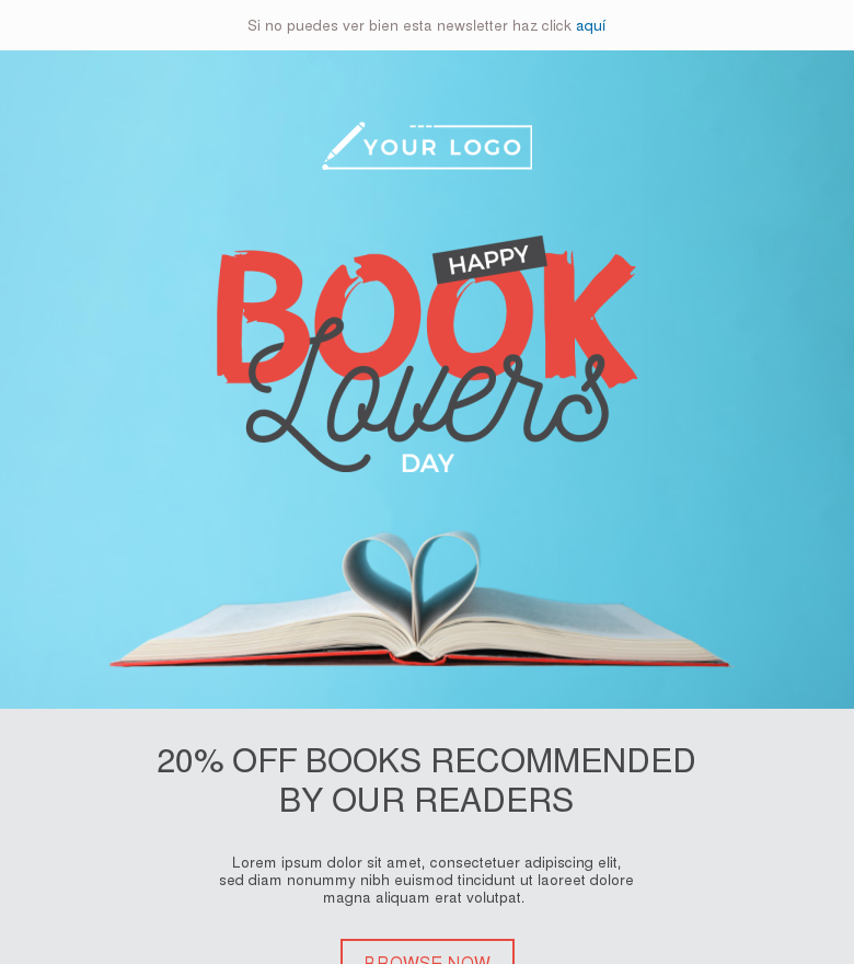 Plantilla email marketing Happy book lovers day
