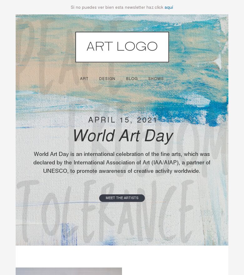Email marketing template Celebra la creatividad en todo el mundo