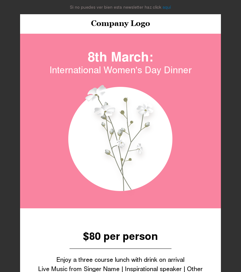 Plantilla email marketing Non profit dinner
