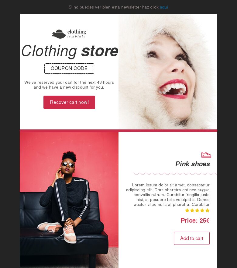 Template email marketing Tienda de moda