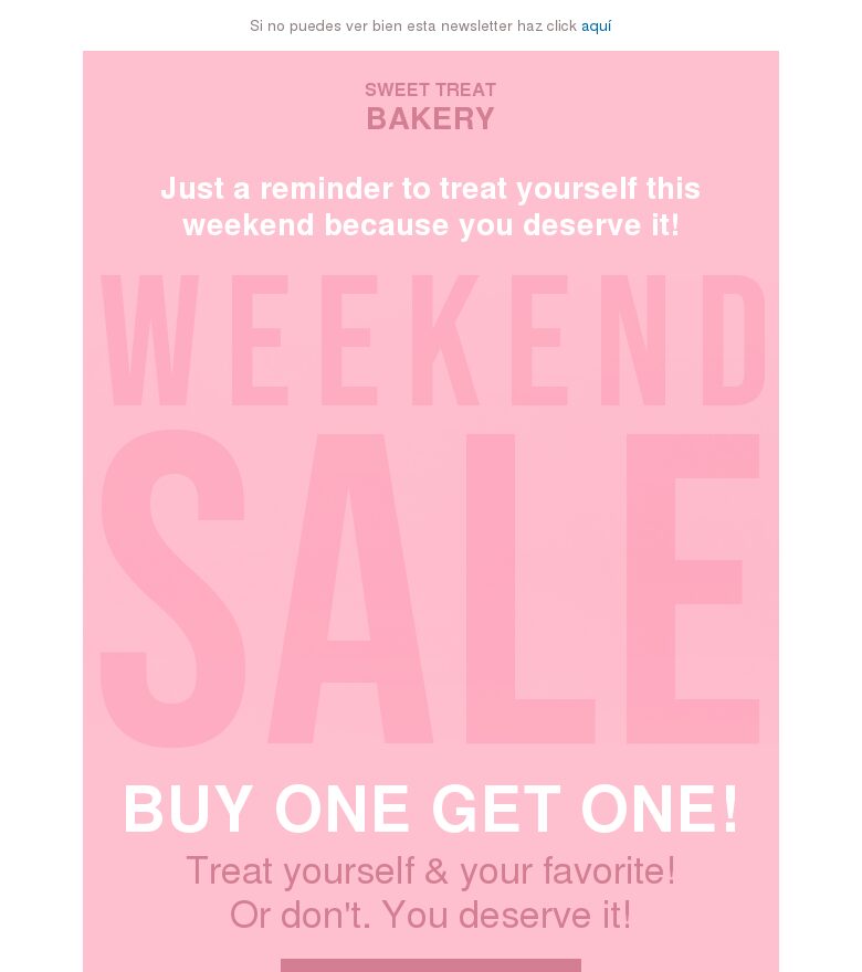 Template email marketing Date un capricho: rebajas de fin de semana