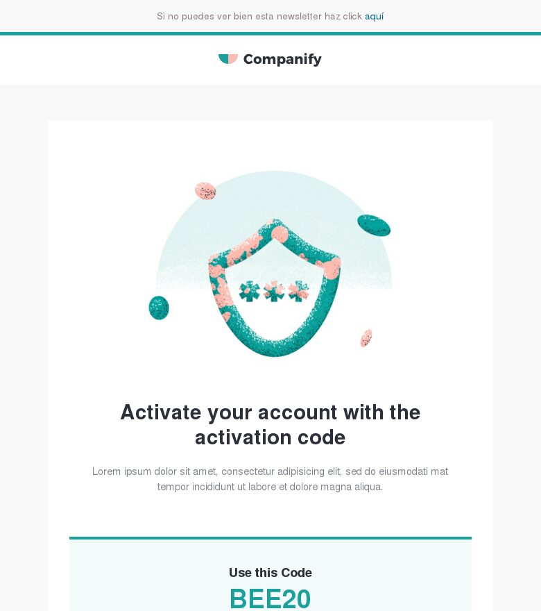 Template email marketing Activación de código