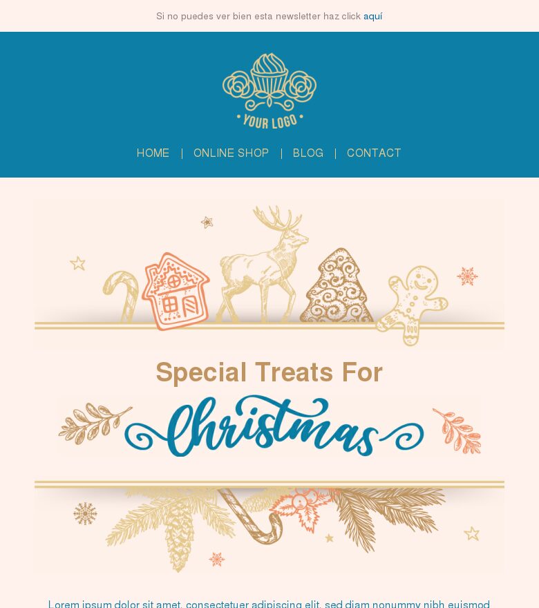 Template email marketing Delicias especiales para Navidad