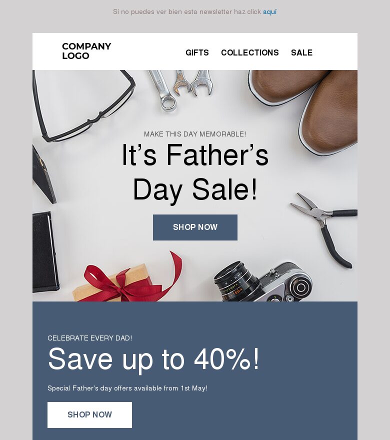 Email marketing template Rebajas del Día del Padre