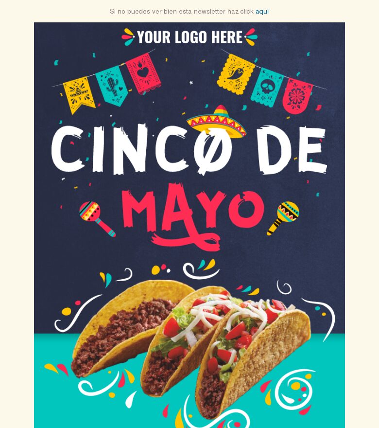 Template email marketing Oferta de restaurante para el Cinco de Mayo