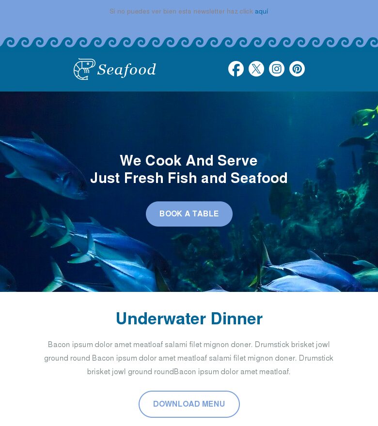 Template email marketing Restaurante de marisco