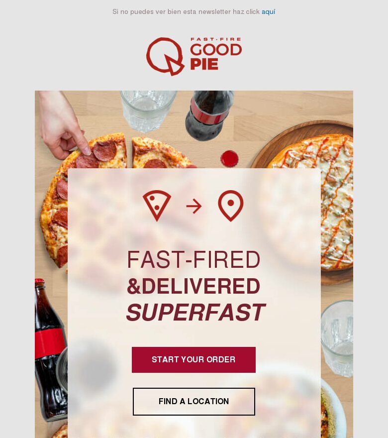 Template email marketing Promoción de servicio de comida a domicilio
