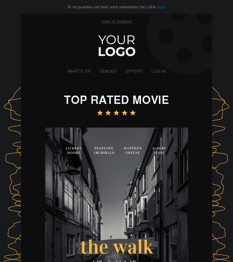 Plantilla email marketing Cinema spotlight