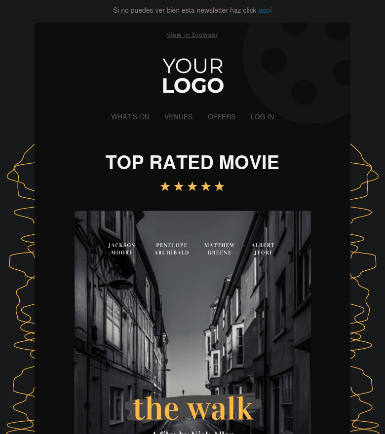 Template email marketing Cinema spotlight