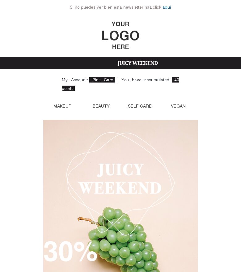 Template email marketing Fin de semana de ofertas jugosas