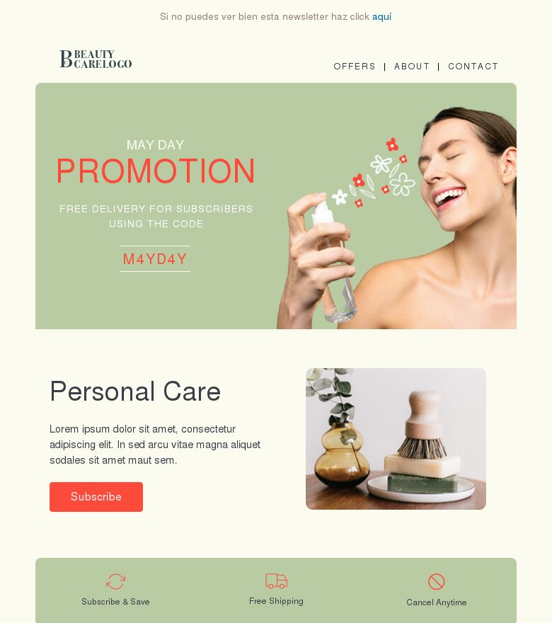 Email marketing template Promoción del Primero de Mayo