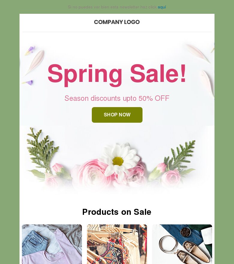 Template email marketing Ofertas frescas