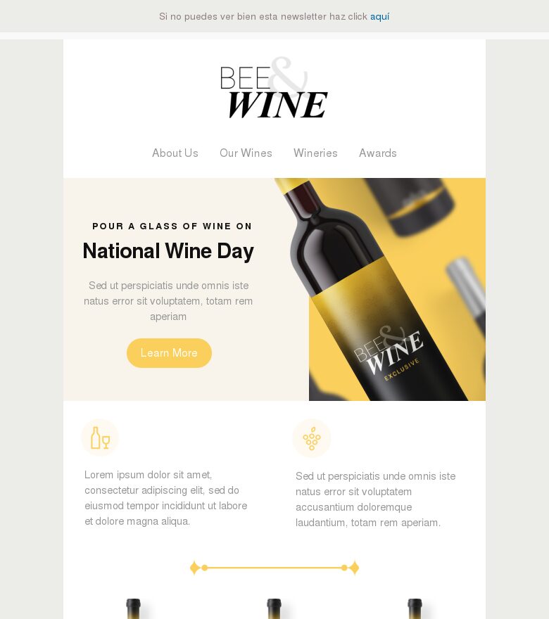 Email marketing template Sírvete una copa de vino