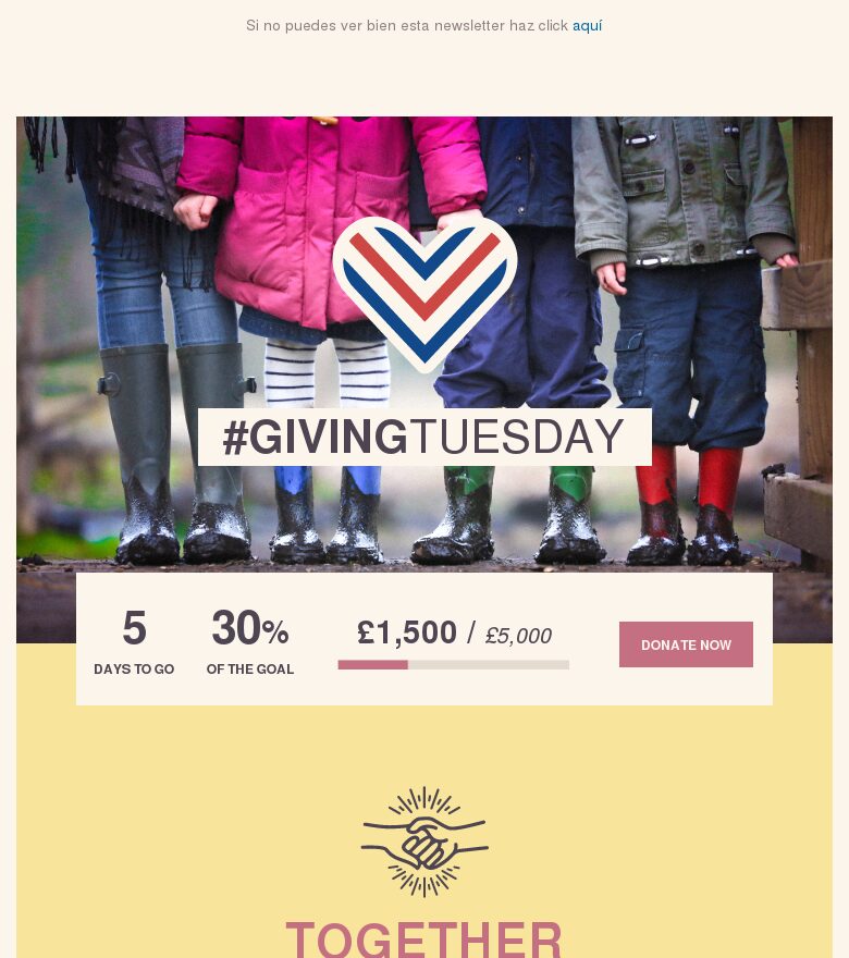 Template email marketing Recaudación del Giving Tuesday