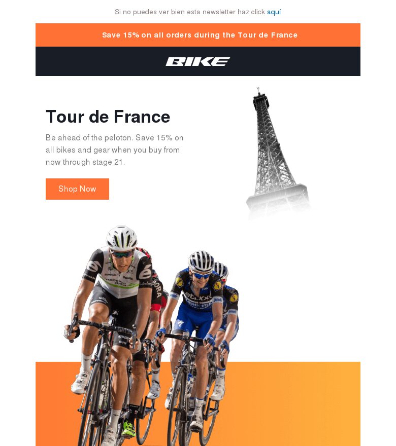 Template email marketing Tour de Francia