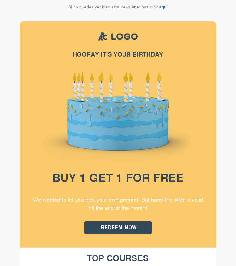 Plantilla email marketing Your special birthday bonus