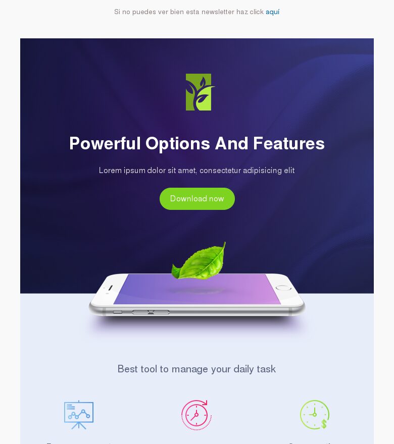 Template email marketing App verde