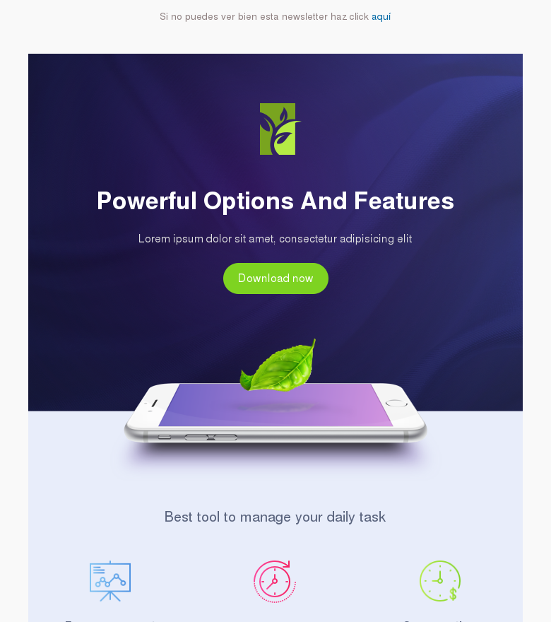 Plantilla email marketing Green app