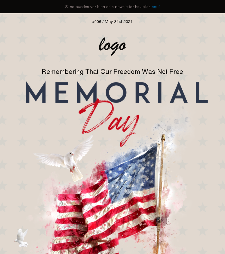 Plantilla email marketing Memorial day