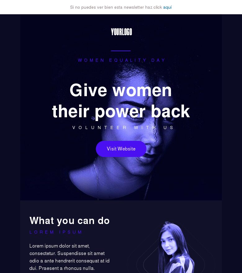 Template email marketing Día de la Igualdad de la Mujer