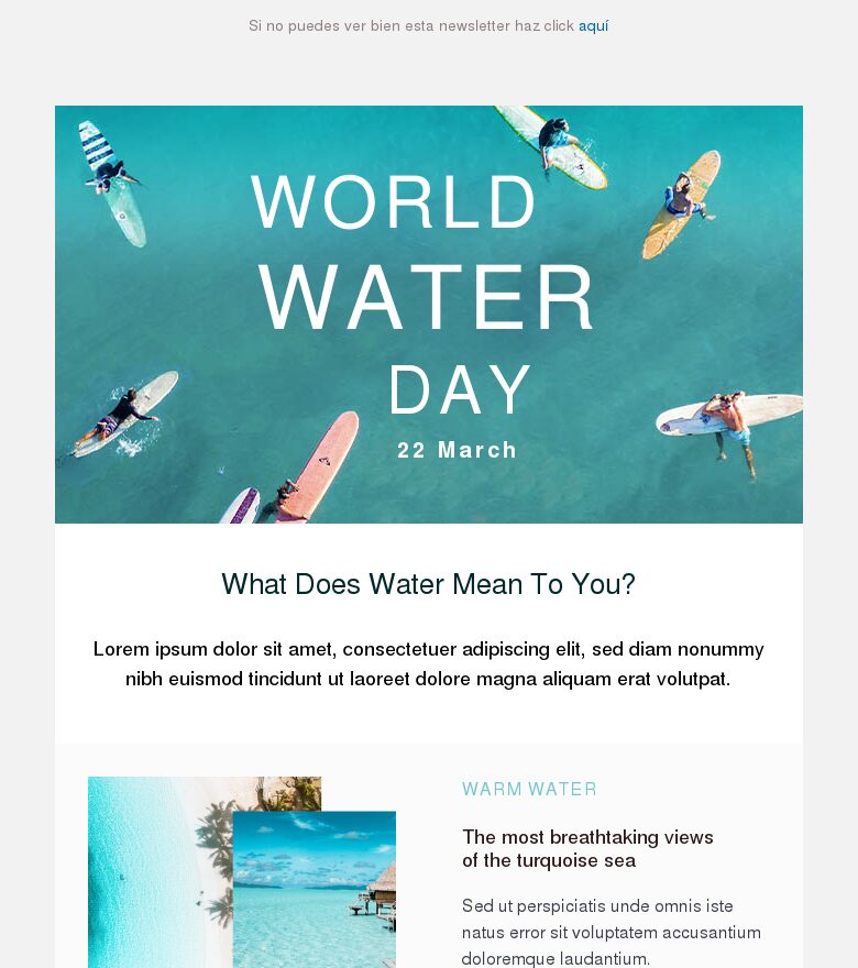 Email marketing template El agua es naturaleza