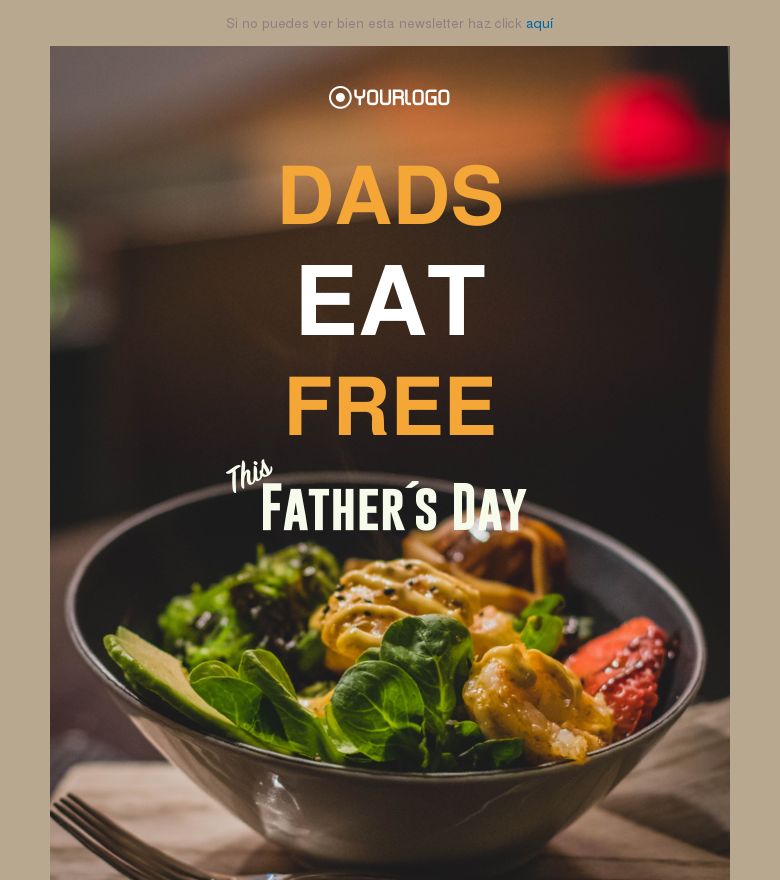 Plantilla email marketing Fathers day menu