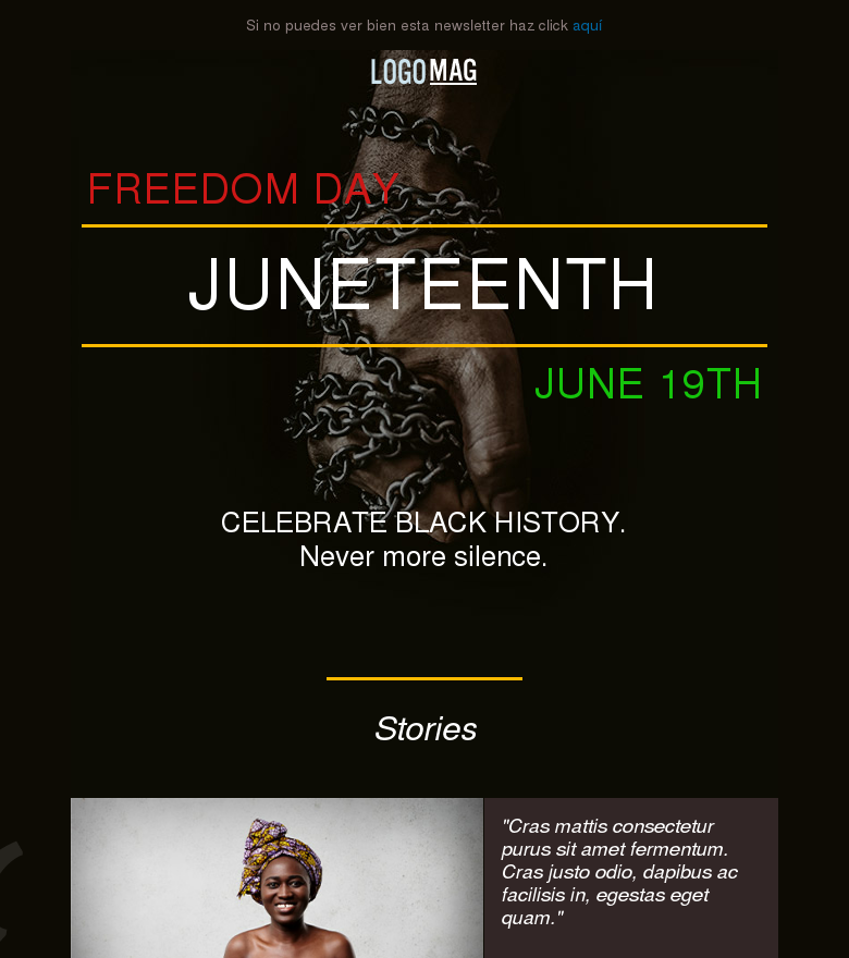 Plantilla email marketing Juneteenth