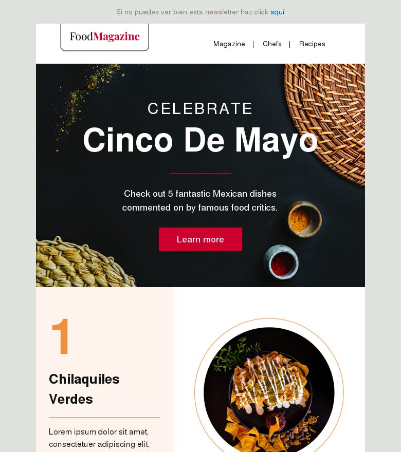 Template email marketing Celebra el Cinco de Mayo