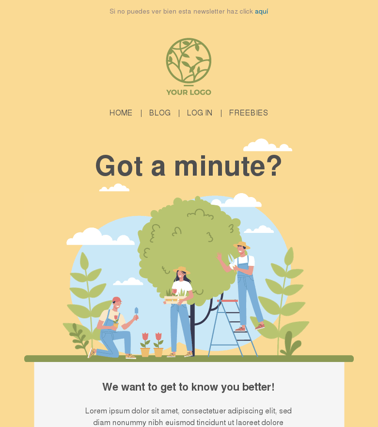 Plantilla email marketing Get to know your customers