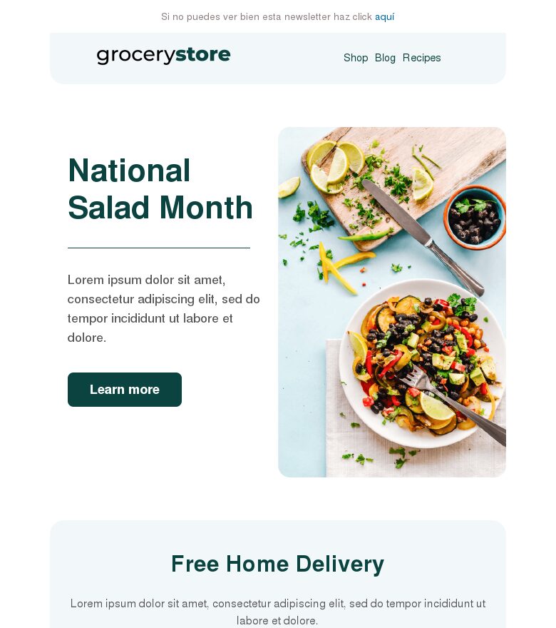 Email marketing template Tienda de alimentación