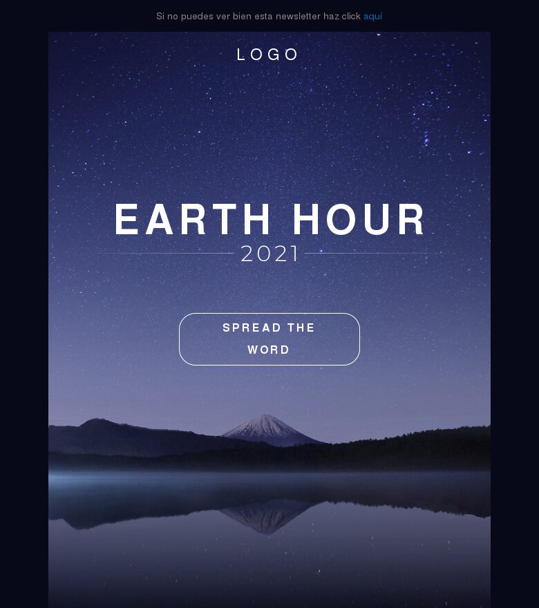 Template email marketing Campaña de la Hora del Planeta