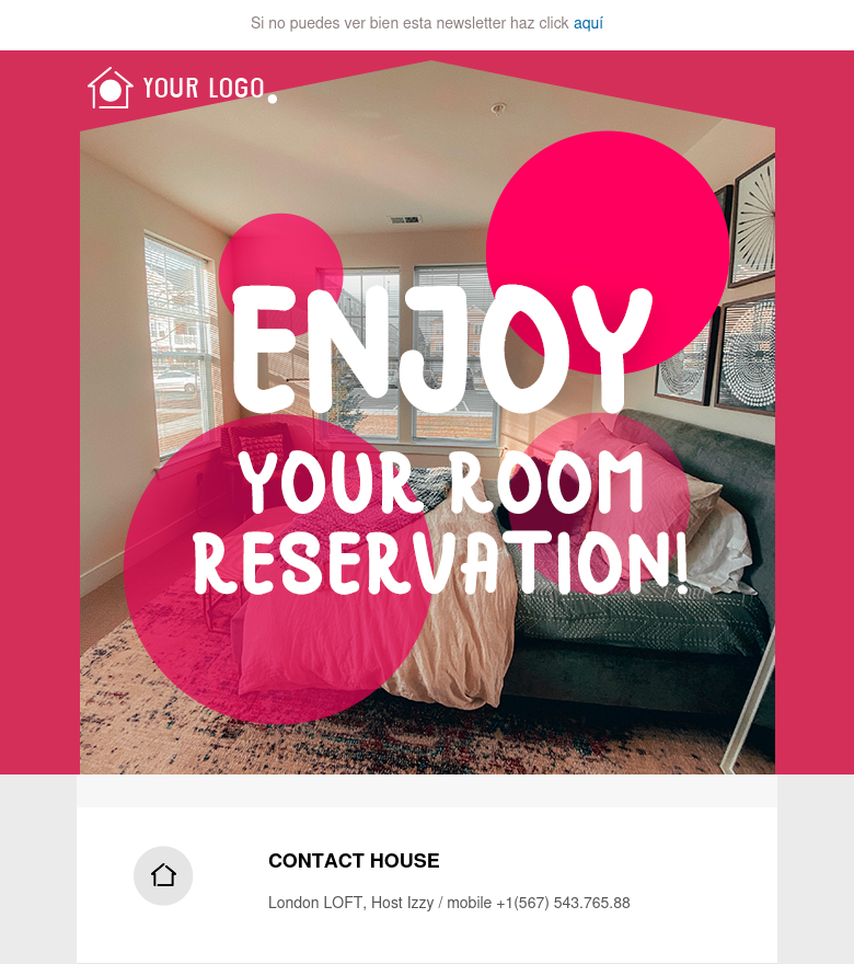 Email marketing template Room reservation
