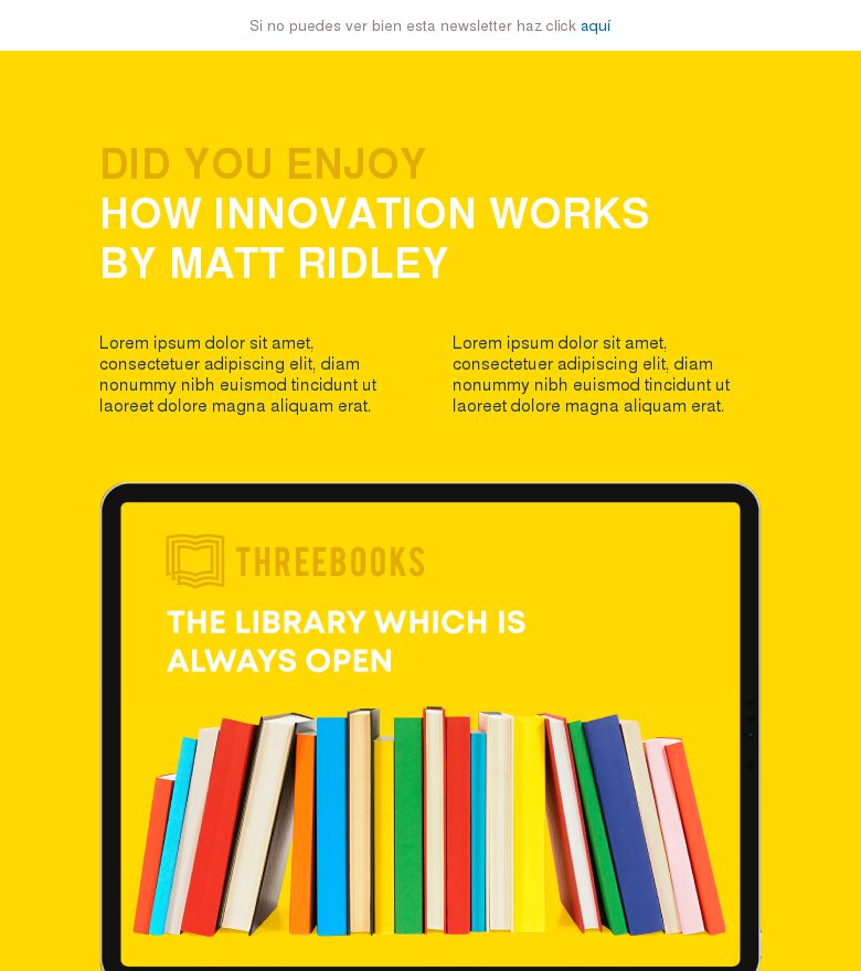 Template email marketing La biblioteca que siempre está abierta