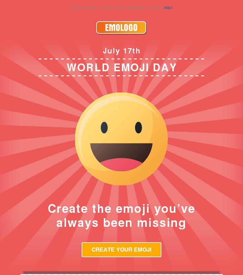 Template email marketing Día Mundial del Emoji