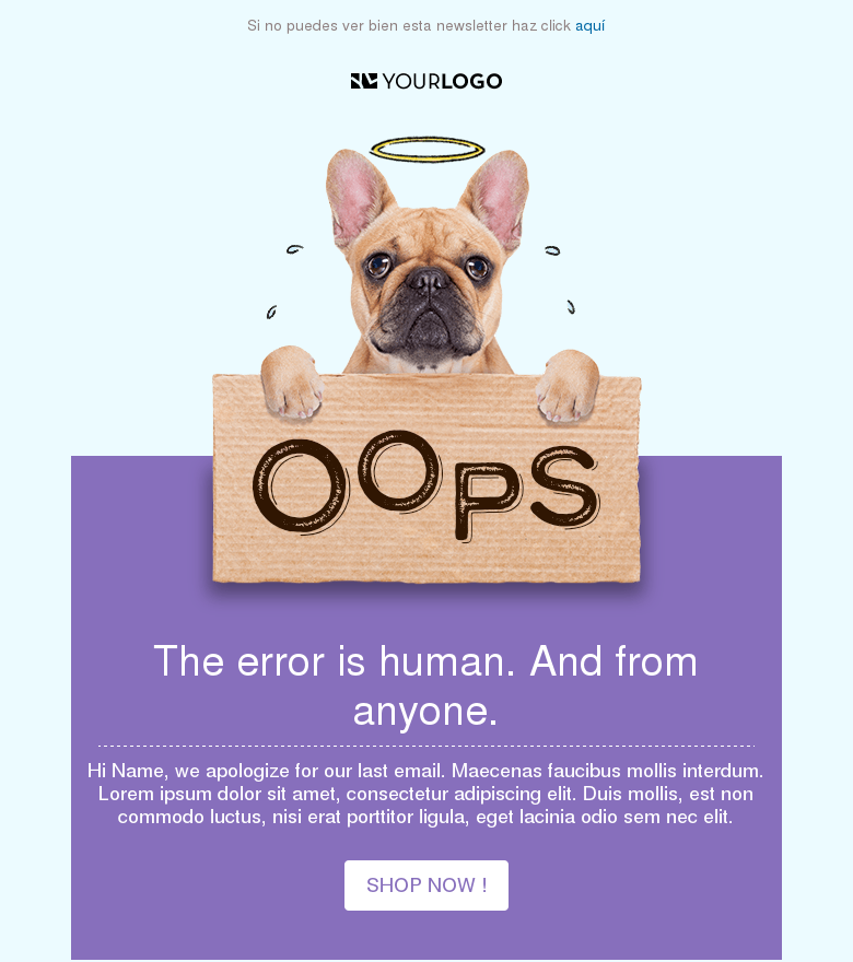 Plantilla email marketing Apology email